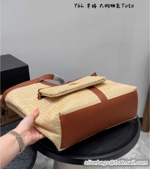 Most Popular Saint Laurent Y Tote Bag in Straw 817602 Beige/Brown 2025