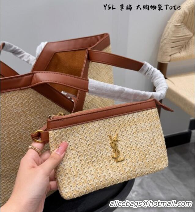 Most Popular Saint Laurent Y Tote Bag in Straw 817602 Beige/Brown 2025