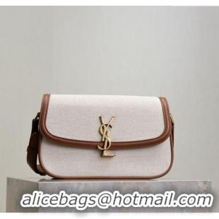 Buy Fashionable Saint Laurent Solferino Medium Bag in Cotton Linen and Leather 8323300 Brown 2025