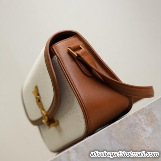 Buy Fashionable Saint Laurent Solferino Medium Bag in Cotton Linen and Leather 8323300 Brown 2025