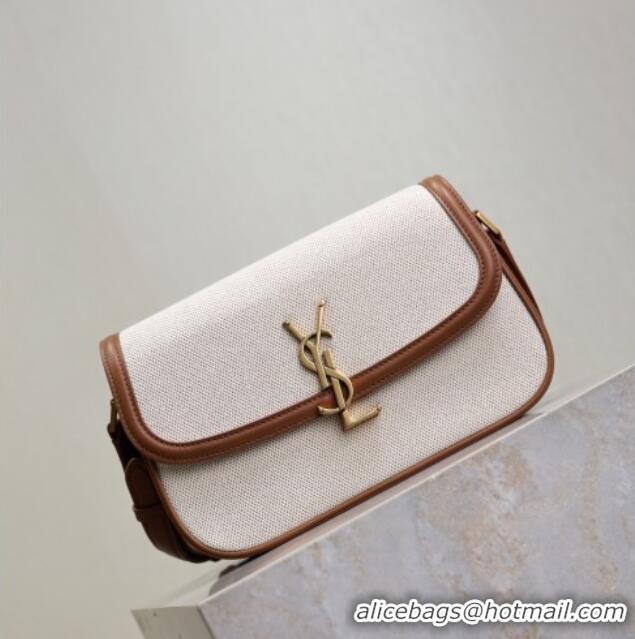 Buy Fashionable Saint Laurent Solferino Medium Bag in Cotton Linen and Leather 8323300 Brown 2025