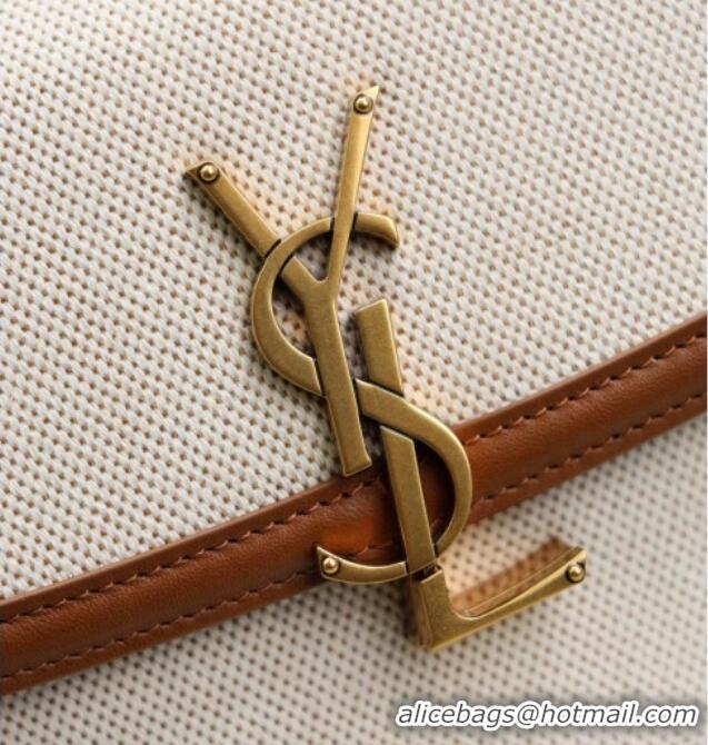 Buy Fashionable Saint Laurent Solferino Medium Bag in Cotton Linen and Leather 8323300 Brown 2025