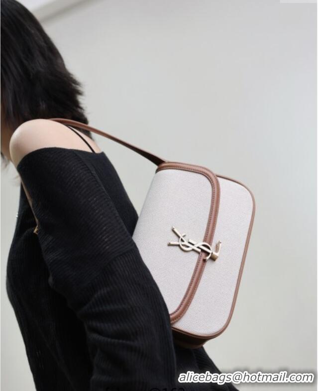 Buy Fashionable Saint Laurent Solferino Medium Bag in Cotton Linen and Leather 8323300 Brown 2025