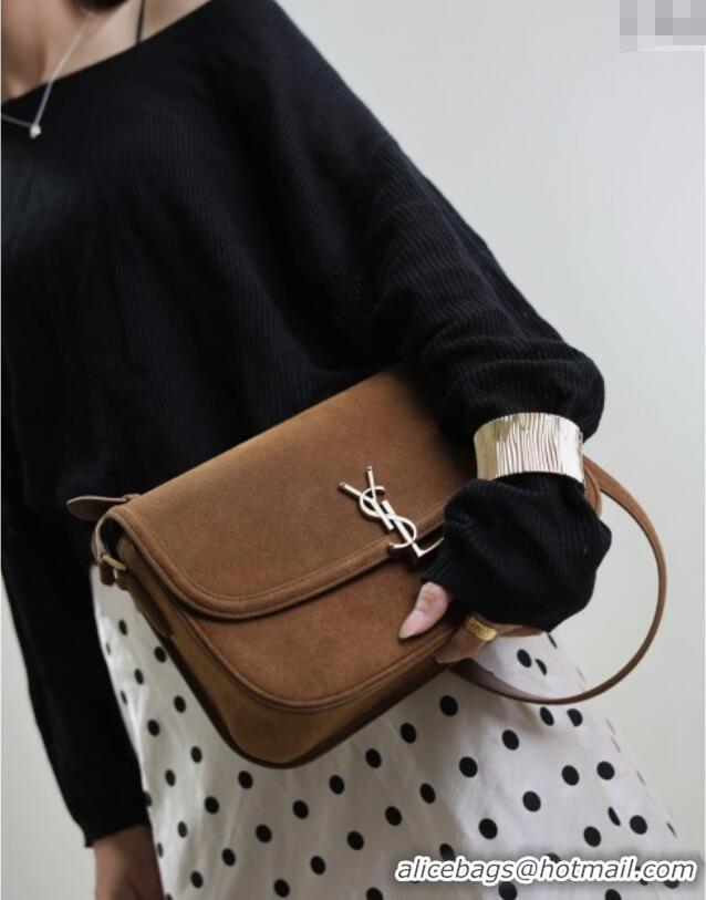 Super Quality Saint Laurent Solferino Large Bag in Suede 832332 Cognac Brown 2025