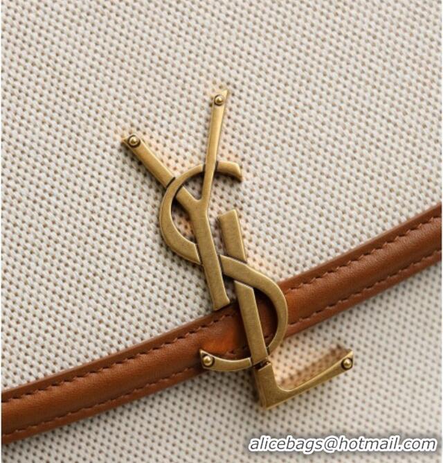 Super Quality Saint Laurent Solferino Large Bag in Cotton Linen and Leather 832332 Brown 2025