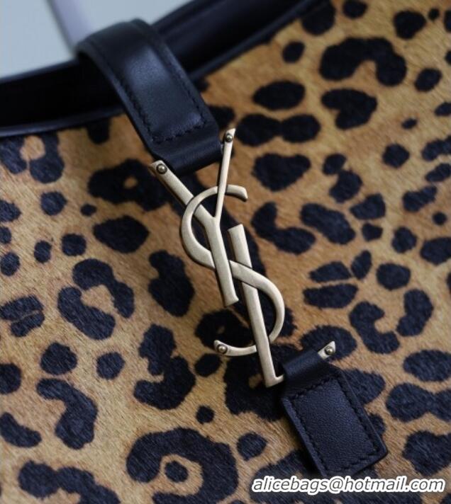 Luxury Cheap Saint Laurent Bea Tote Bag in in Leopard Print Pony Hair 763435 2025
