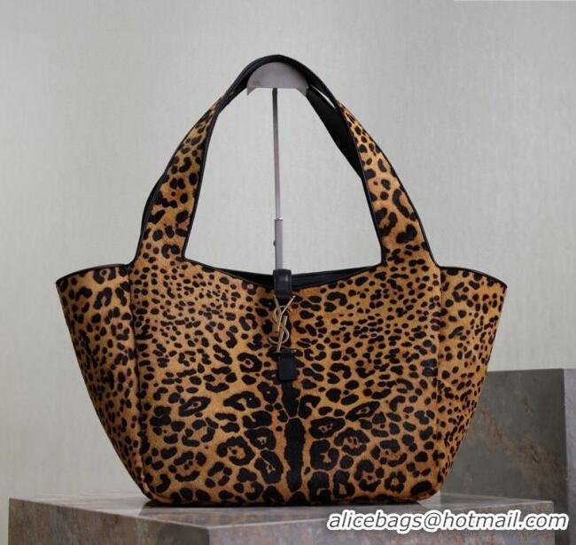 Luxury Cheap Saint Laurent Bea Tote Bag in in Leopard Print Pony Hair 763435 2025