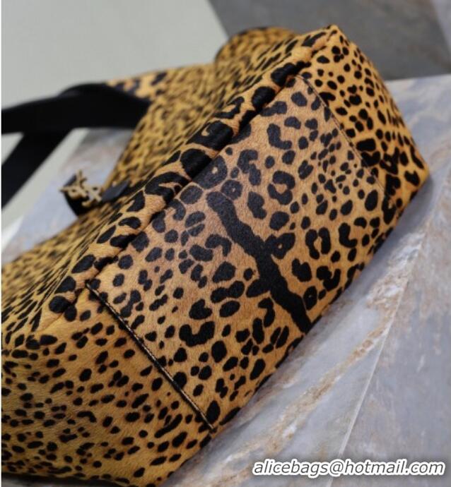 Luxury Cheap Saint Laurent Bea Tote Bag in in Leopard Print Pony Hair 763435 2025