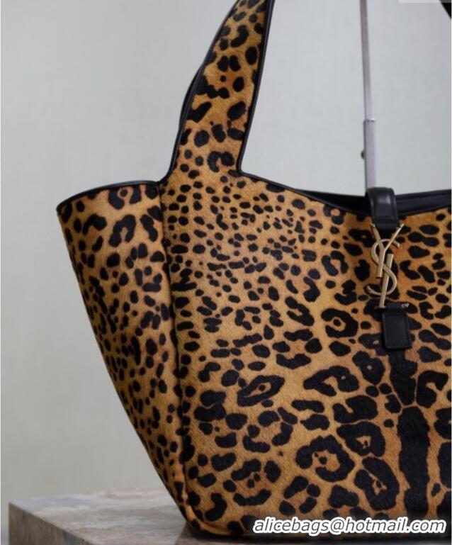 Luxury Cheap Saint Laurent Bea Tote Bag in in Leopard Print Pony Hair 763435 2025