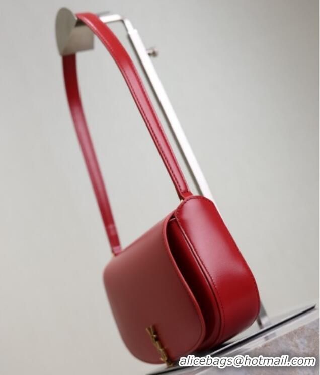 Best Price Saint Laurent Mini Voltaire Half-Moon Shoulder Bag in Box Leather 779642 Red 2025