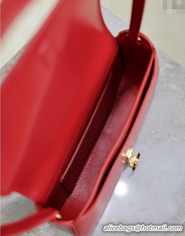Best Price Saint Laurent Mini Voltaire Half-Moon Shoulder Bag in Box Leather 779642 Red 2025