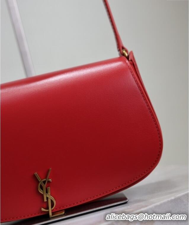 Best Price Saint Laurent Mini Voltaire Half-Moon Shoulder Bag in Box Leather 779642 Red 2025