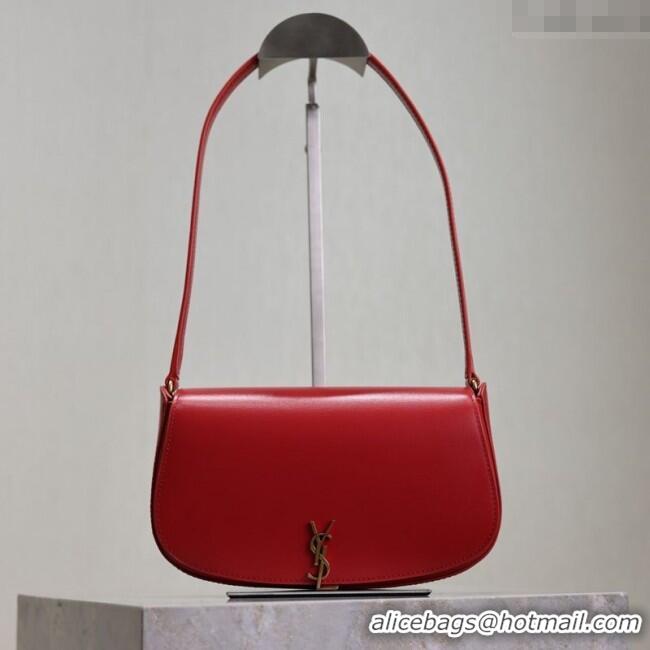 Best Price Saint Laurent Mini Voltaire Half-Moon Shoulder Bag in Box Leather 779642 Red 2025