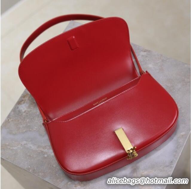 Best Price Saint Laurent Mini Voltaire Half-Moon Shoulder Bag in Box Leather 779642 Red 2025
