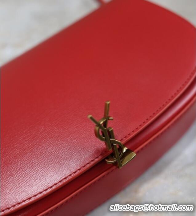 Best Price Saint Laurent Mini Voltaire Half-Moon Shoulder Bag in Box Leather 779642 Red 2025