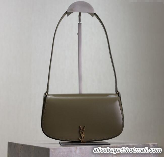 Grade Design Saint Laurent Mini Voltaire Half-Moon Shoulder Bag in Box Leather 779642 Wheat Green 2025