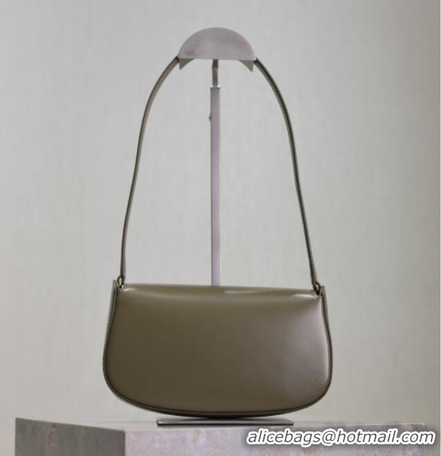 Grade Design Saint Laurent Mini Voltaire Half-Moon Shoulder Bag in Box Leather 779642 Wheat Green 2025