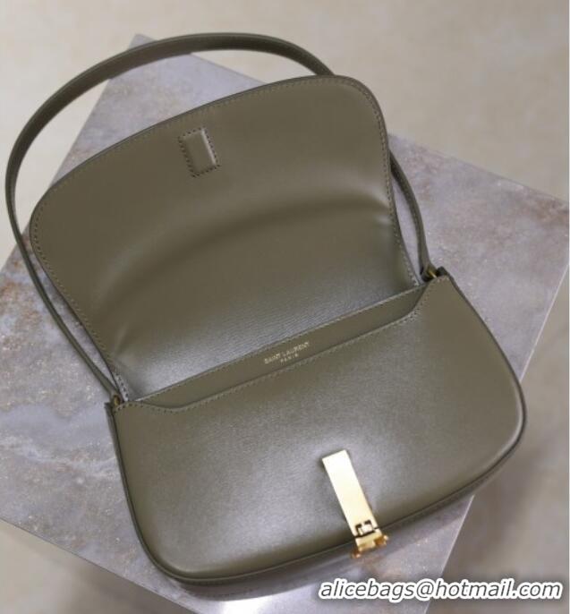 Grade Design Saint Laurent Mini Voltaire Half-Moon Shoulder Bag in Box Leather 779642 Wheat Green 2025