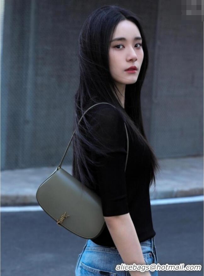 Grade Design Saint Laurent Mini Voltaire Half-Moon Shoulder Bag in Box Leather 779642 Wheat Green 2025