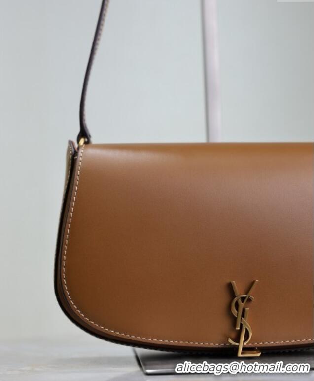 Shop Cheap Saint Laurent Mini Voltaire Half-Moon Shoulder Bag in Box Leather 779642 Caramel Brown 2025