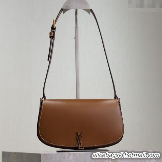 Shop Cheap Saint Laurent Mini Voltaire Half-Moon Shoulder Bag in Box Leather 779642 Caramel Brown 2025