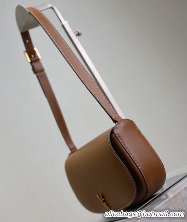 Shop Cheap Saint Laurent Mini Voltaire Half-Moon Shoulder Bag in Box Leather 779642 Caramel Brown 2025