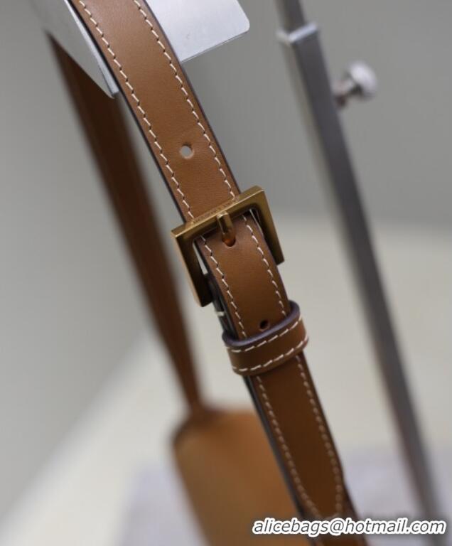 Shop Cheap Saint Laurent Mini Voltaire Half-Moon Shoulder Bag in Box Leather 779642 Caramel Brown 2025