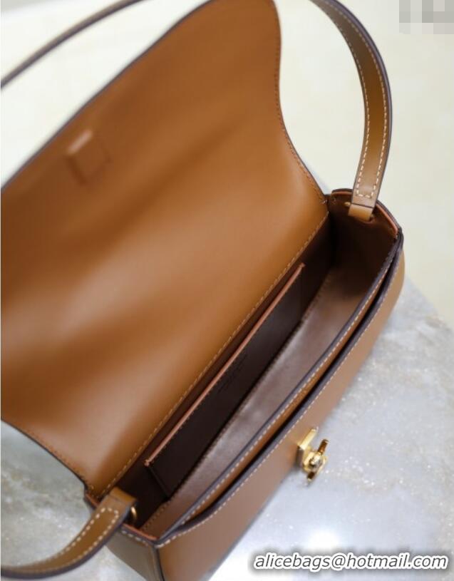 Shop Cheap Saint Laurent Mini Voltaire Half-Moon Shoulder Bag in Box Leather 779642 Caramel Brown 2025