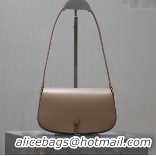 Luxury Cheap Saint Laurent Mini Voltaire Half-Moon Shoulder Bag in Box Leather 779642 Nude Pink 2025