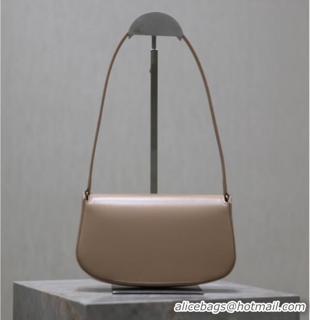 Luxury Cheap Saint Laurent Mini Voltaire Half-Moon Shoulder Bag in Box Leather 779642 Nude Pink 2025