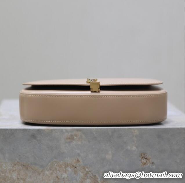 Luxury Cheap Saint Laurent Mini Voltaire Half-Moon Shoulder Bag in Box Leather 779642 Nude Pink 2025