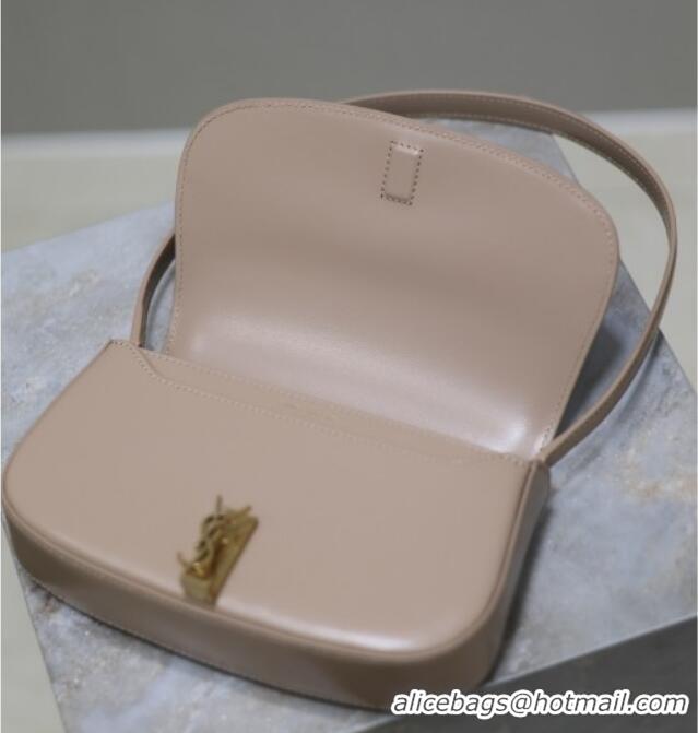 Luxury Cheap Saint Laurent Mini Voltaire Half-Moon Shoulder Bag in Box Leather 779642 Nude Pink 2025