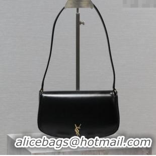 Top Quality Saint Laurent Mini Voltaire Half-Moon Shoulder Bag in Box Leather 779642 Black 2025