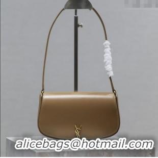 Unique Grade Saint Laurent Mini Voltaire Half-Moon Shoulder Bag in Box Leather 779642 Dark Toffee 2025