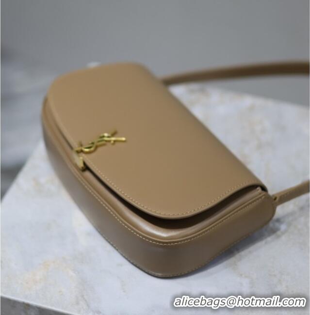 Unique Grade Saint Laurent Mini Voltaire Half-Moon Shoulder Bag in Box Leather 779642 Dark Toffee 2025