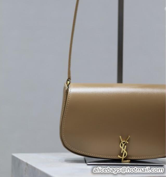 Unique Grade Saint Laurent Mini Voltaire Half-Moon Shoulder Bag in Box Leather 779642 Dark Toffee 2025