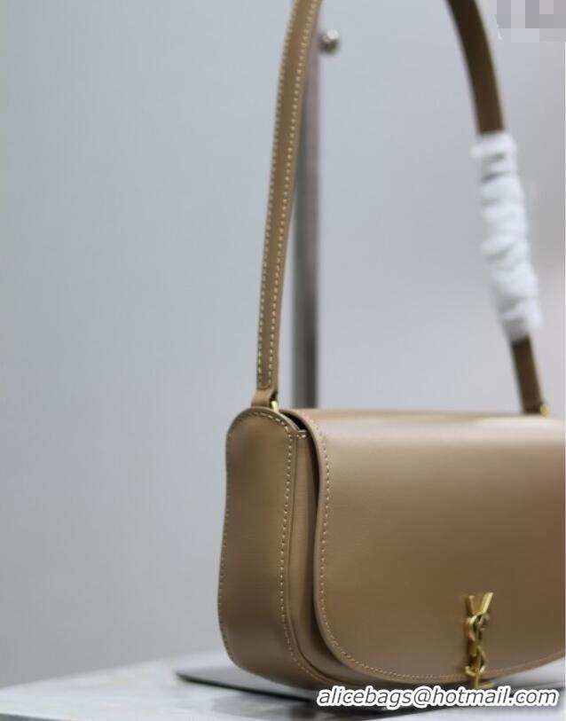 Unique Grade Saint Laurent Mini Voltaire Half-Moon Shoulder Bag in Box Leather 779642 Dark Toffee 2025