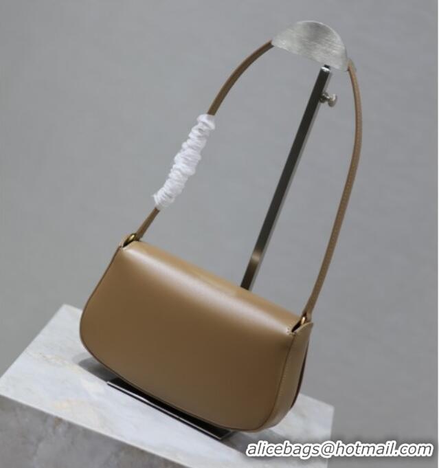 Unique Grade Saint Laurent Mini Voltaire Half-Moon Shoulder Bag in Box Leather 779642 Dark Toffee 2025