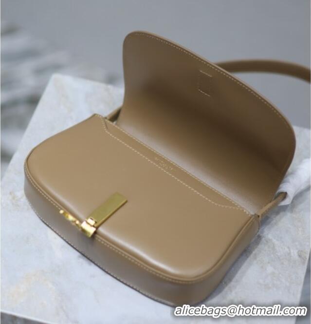 Unique Grade Saint Laurent Mini Voltaire Half-Moon Shoulder Bag in Box Leather 779642 Dark Toffee 2025