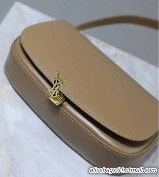 Unique Grade Saint Laurent Mini Voltaire Half-Moon Shoulder Bag in Box Leather 779642 Dark Toffee 2025