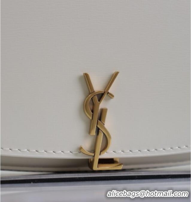 Grade Design Saint Laurent Mini Voltaire Half-Moon Shoulder Bag in Box Leather 779642 White 2025