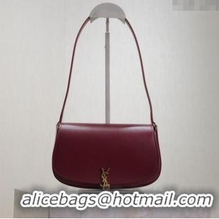 Buy Discount Saint Laurent Mini Voltaire Half-Moon Shoulder Bag in Box Leather 779642 Dark Burgundy 2025