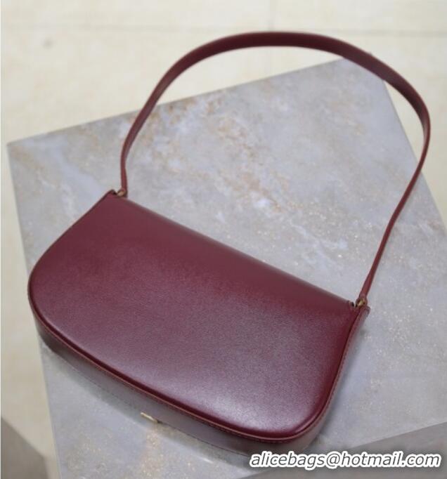 Buy Discount Saint Laurent Mini Voltaire Half-Moon Shoulder Bag in Box Leather 779642 Dark Burgundy 2025