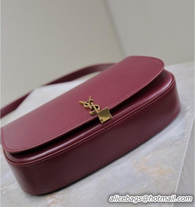 Buy Discount Saint Laurent Mini Voltaire Half-Moon Shoulder Bag in Box Leather 779642 Dark Burgundy 2025
