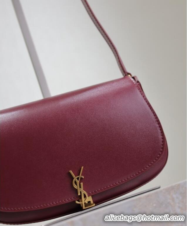 Buy Discount Saint Laurent Mini Voltaire Half-Moon Shoulder Bag in Box Leather 779642 Dark Burgundy 2025