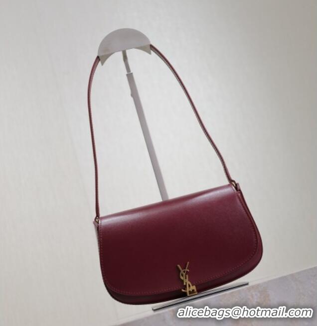 Buy Discount Saint Laurent Mini Voltaire Half-Moon Shoulder Bag in Box Leather 779642 Dark Burgundy 2025
