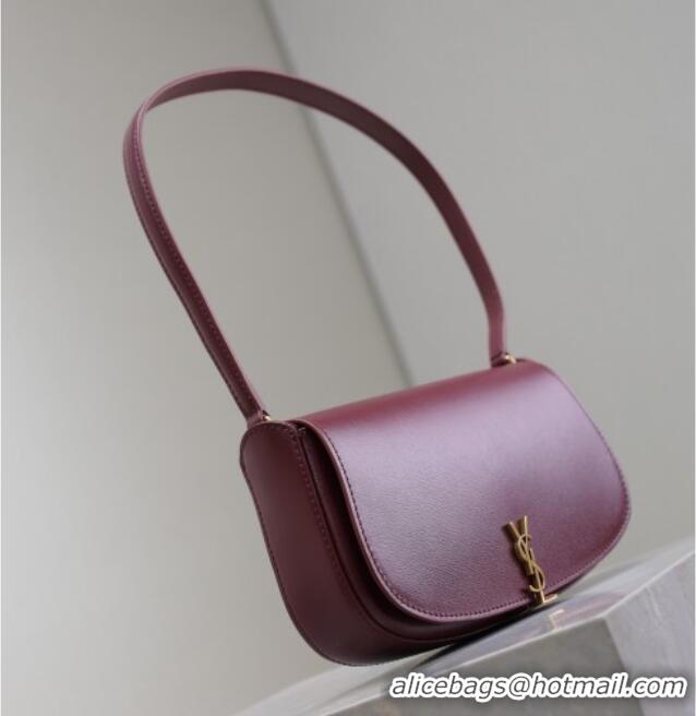Buy Discount Saint Laurent Mini Voltaire Half-Moon Shoulder Bag in Box Leather 779642 Dark Burgundy 2025