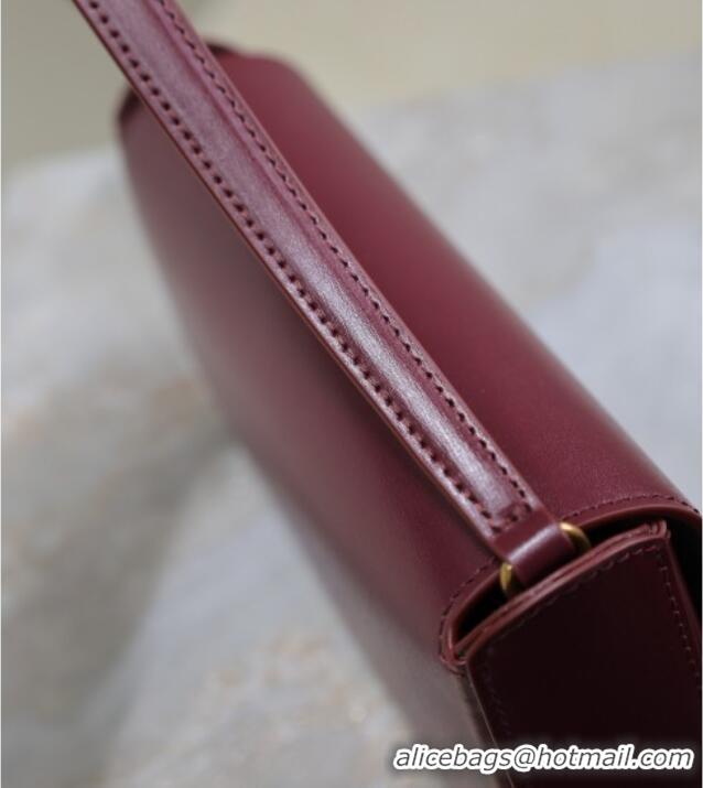 Buy Discount Saint Laurent Mini Voltaire Half-Moon Shoulder Bag in Box Leather 779642 Dark Burgundy 2025