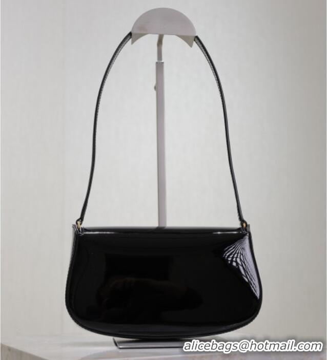 Top Quality Saint Laurent Mini Voltaire Half-Moon Shoulder Bag in Patent Leather 779642 Black 2025