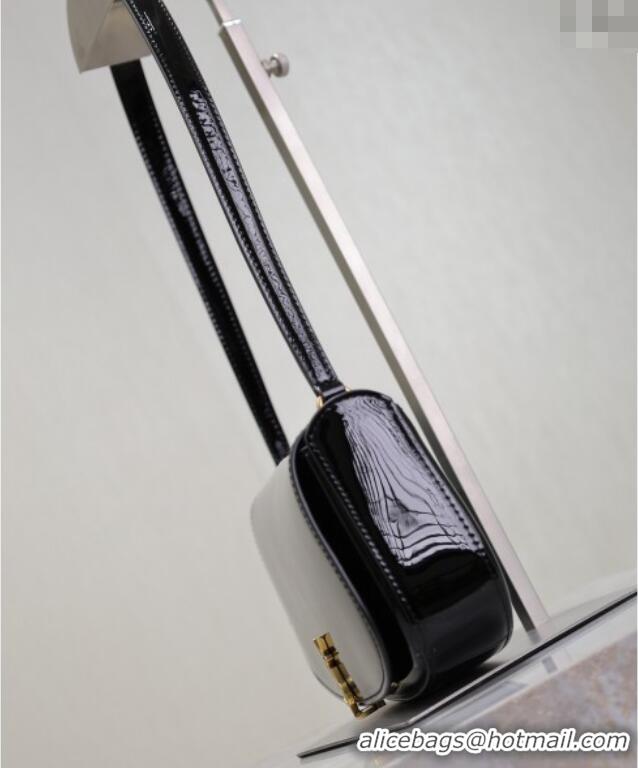Top Quality Saint Laurent Mini Voltaire Half-Moon Shoulder Bag in Patent Leather 779642 Black 2025